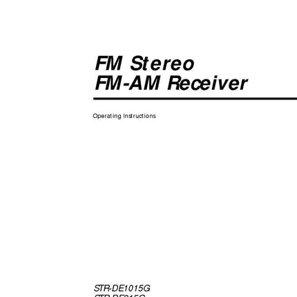 Sony STR-DE815G Amplifier Receiver Owners Instruction Manual