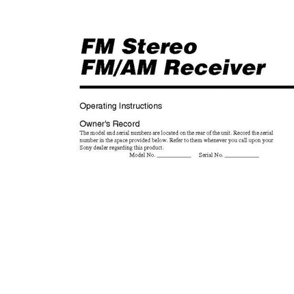 Sony STR-DE897 Amplifier Receiver Owners Instruction Manual