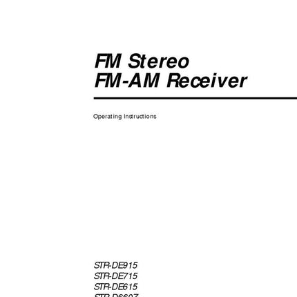 Sony STR-DE915 STR-DE715 STR-DE615 STR-D660Z STR-D560Z AV Receiver Owner Manual