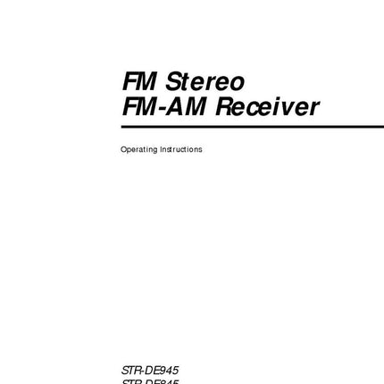Sony STR-DE945 STR-DE845 AV Receiver Owners Manual