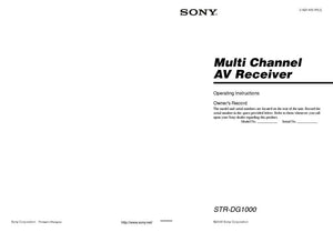 Sony STR-DG1000 AV Receiver Owners Manual