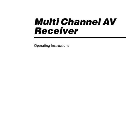 Sony STR-DG700 AV Receiver Owners Manual
