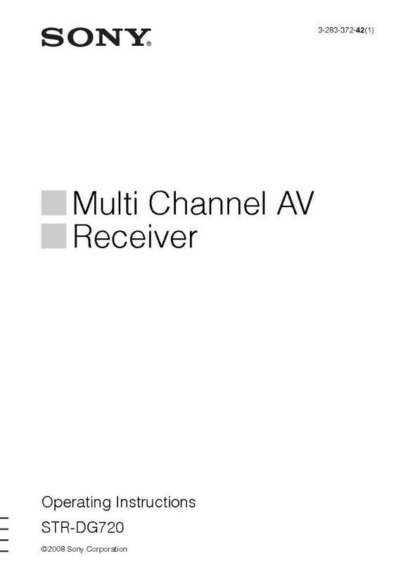 Sony STR-DG720 Amplifier Receiver Owners Instruction Manual