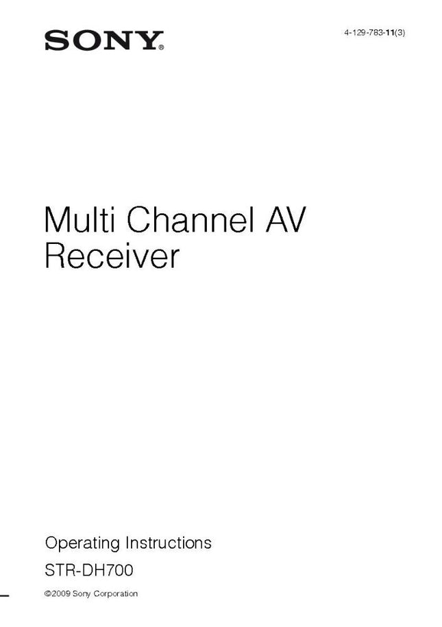 Sony STR-DH700 Amplifier Receiver Owners Instruction Manual