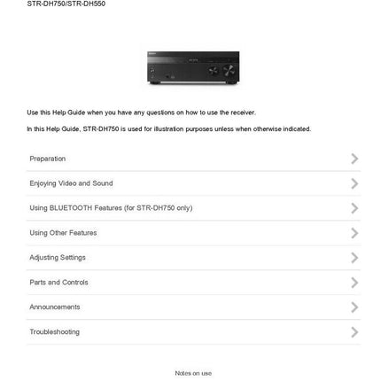 Sony STR-DH750 STR-DH550 Receiver Owners Manual