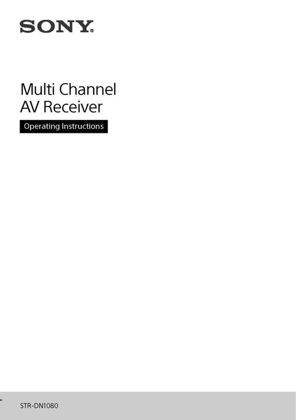 Sony STR-DN1080 AV Receiver Owners Manual