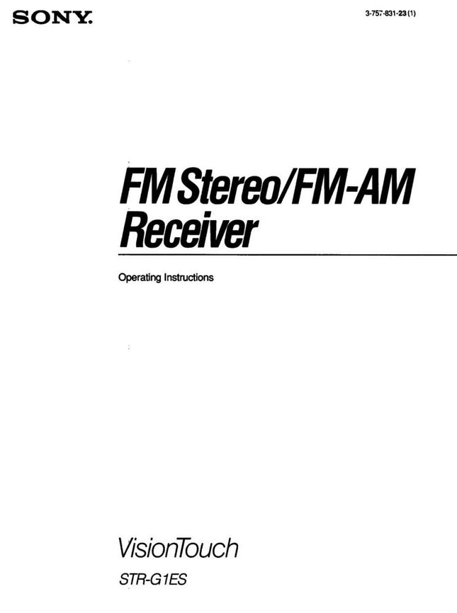 Sony STR-G1ES Receiver Owners Manual