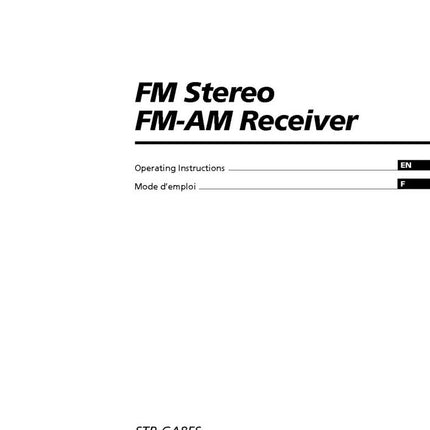 Sony STR-GA7ES STR-GA8ES AV Receiver Owners Manual