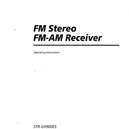Sony STR-GX800ES Amplifier Receiver Owners Instruction Manual