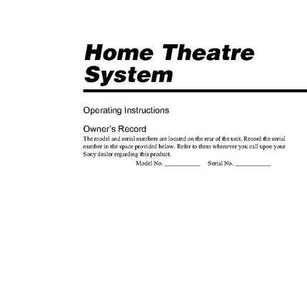 Sony STR-K675P HT-DDW675 AV Receiver Owners Manual