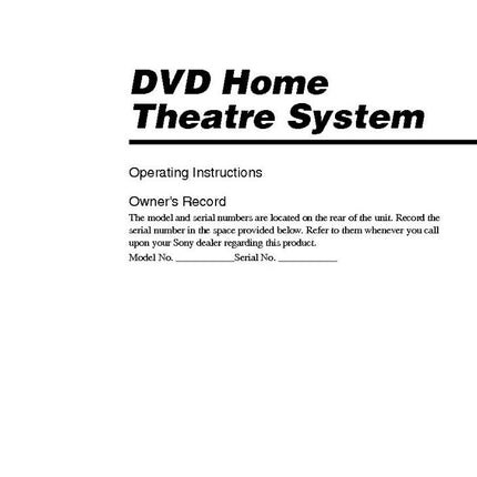 Sony STR-K7000 HT-7000DH AV Receiver Owners Manual