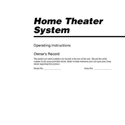 Sony STR-K751P HT-1800DP AV Receiver Owners Manual