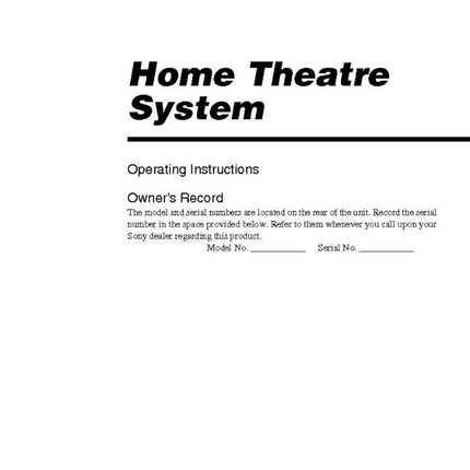 Sony STR-K870P HT-DDW870 AV Receiver Owners Manual