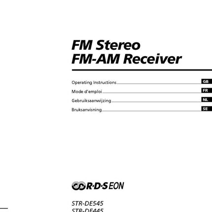Sony STR-SE501 Amplifier Receiver Owners Instruction Manual