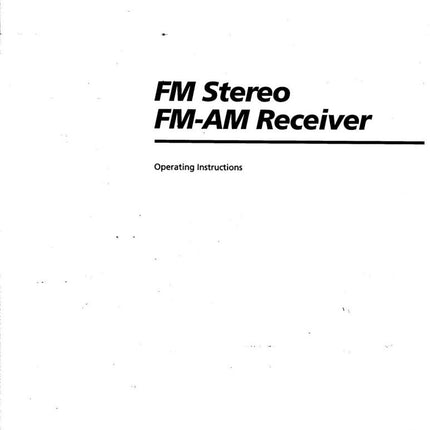 Sony STR-V200 AV Receiver Owners Manual