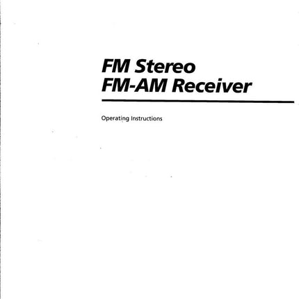 Sony STR-V220 AV Receiver Owners Manual