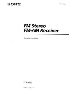 Sony STR-V220 AV Receiver Owners Manual