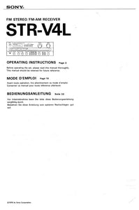 Sony STR-V4L Amplifier Receiver Owners Instruction Manual