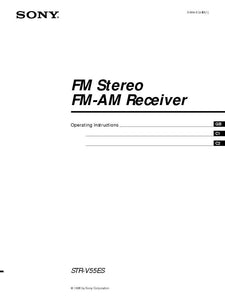 Sony STR-V55ES AV Receiver Owners Manual