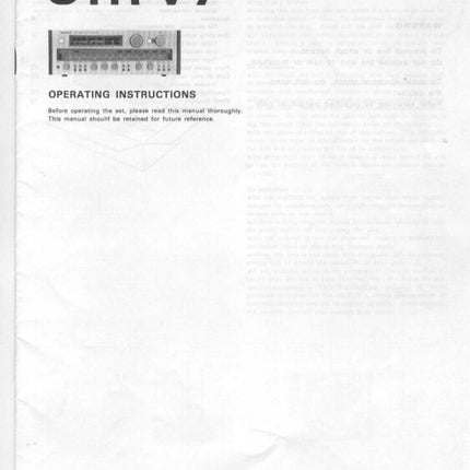 Sony STR-V7 Amplifier Receiver Owners Instruction Manual