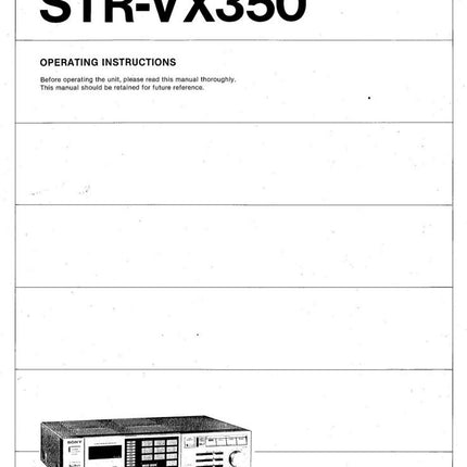 Sony STR-VX350 Receiver Owners Manual