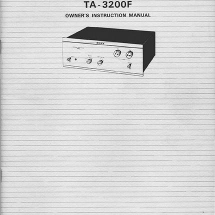 Sony TA-3200F Amplifier Receiver Owners Instruction Manual