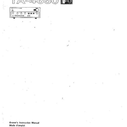 Sony TA-4650 Amplifier Receiver Owners Instruction Manual