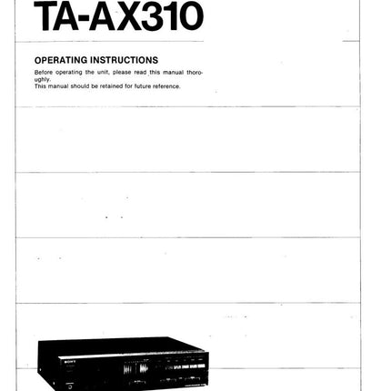 Sony TA-AX310 Amplifier Receiver Owners Instruction Manual