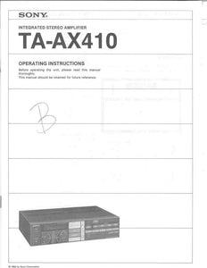 Sony TA-AX410 Amplifier Receiver Owners Instruction Manual