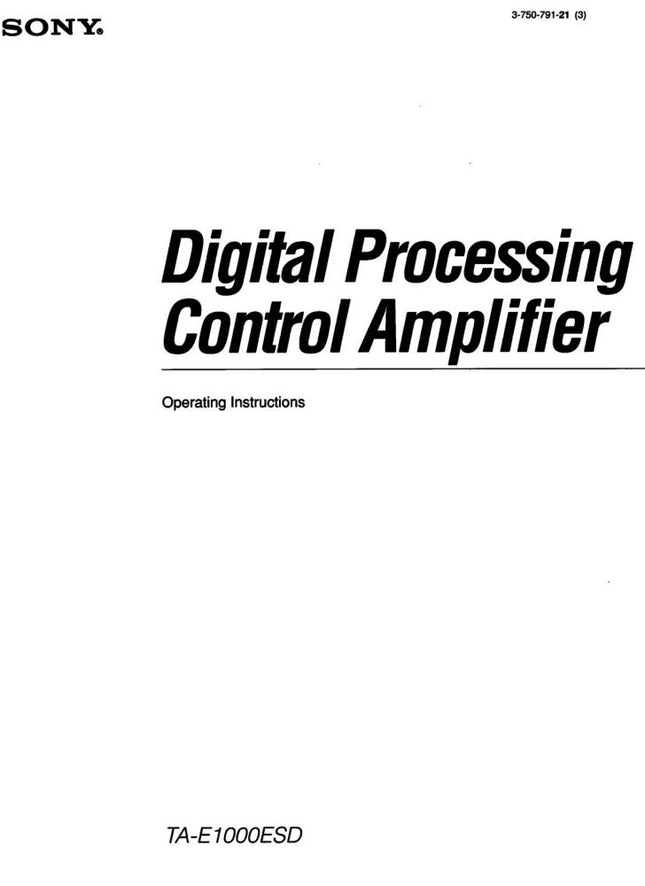 Sony TA-E1000ESD Amplifier Receiver Owners Instruction Manual