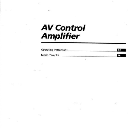 Sony TA-E9000ES AV Receiver Owners Manual