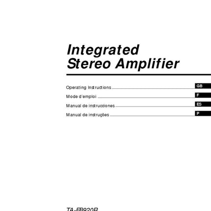 Sony TA-FB720R Amplifier Receiver Owners Instruction Manual