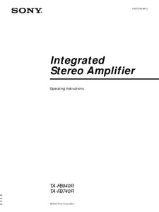 Sony TA-FB740R Amplifier Receiver Owners Instruction Manual