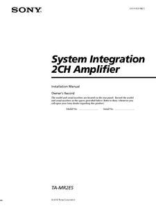 Sony TA-MR2ES System Integration 2CH Amplifier AV Receiver Owners Manual