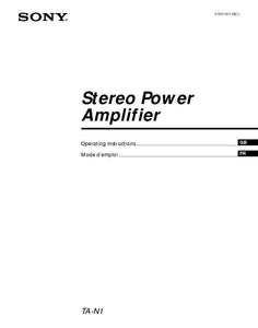 Sony TA-N1 Amplifier Receiver Owners Instruction Manual