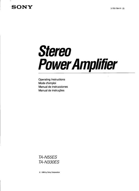 Sony TA-N55ES Amplifier Receiver Owners Instruction Manual