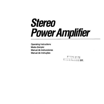Sony TA-N80ES Amplifier Receiver Owners Instruction Manual