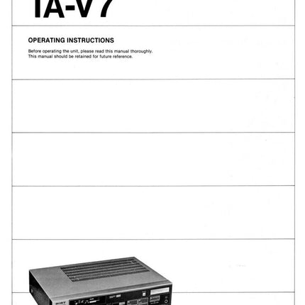 Sony TA-V7 Amplifier Receiver Owners Instruction Manual