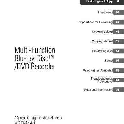 Sony VBD MA1 DVD Recorder owners manual