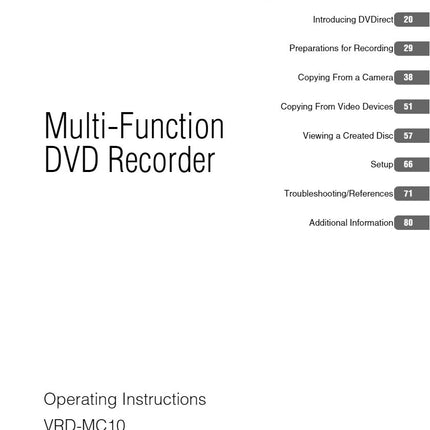Sony VRD-MC10 DVD Recorder owners manual
