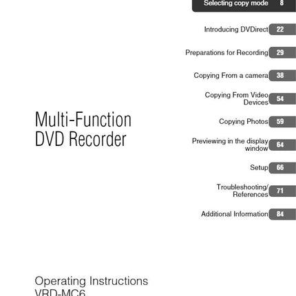 Sony VRD-MC6 DVD Recorder owners manual