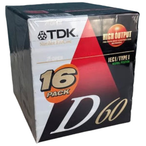 TDK D60 Blank Cassette Tapes 16 Pack