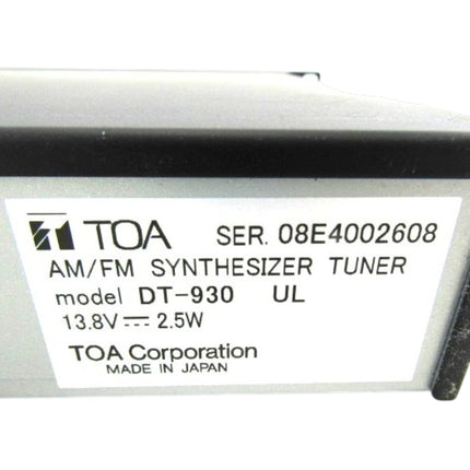 TOA DT-930 AM/FM Synthesizer Tuner Rack Mount Radio Receiver