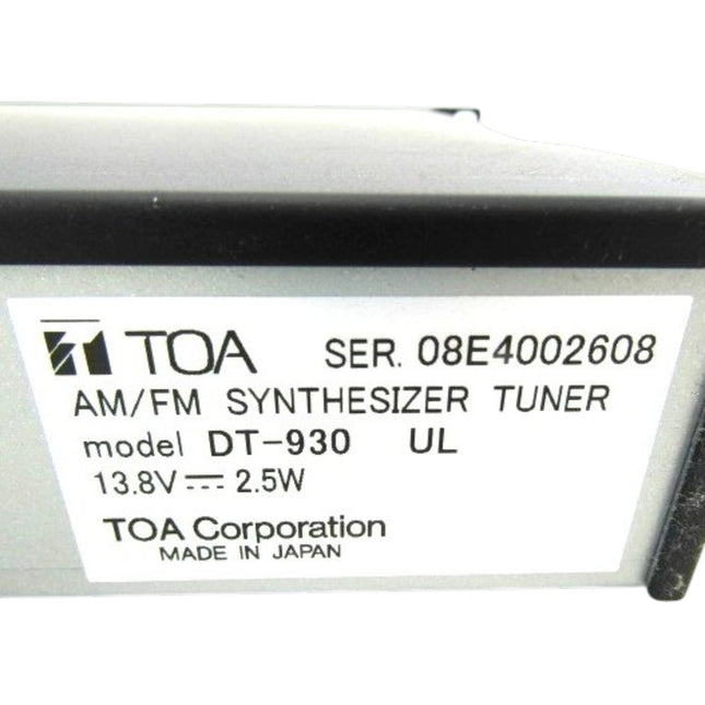 TOA DT-930 AM/FM Synthesizer Tuner Rack Mount Radio Receiver