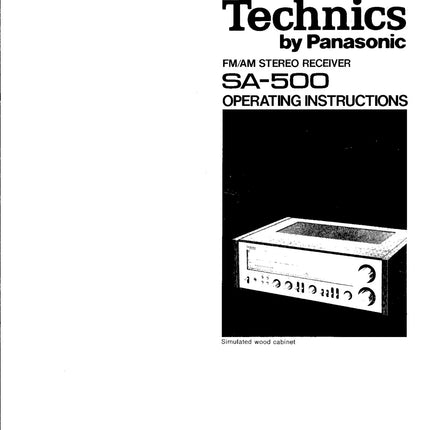 Technics SA-500 Receiver Owners Instruction Manual