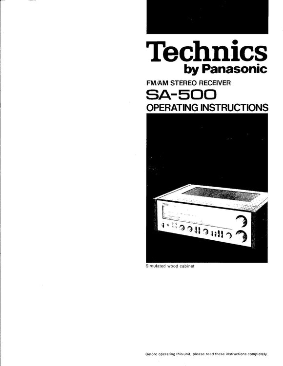 Technics SA-500 Receiver Owners Instruction Manual