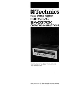 Technics SA-5370 SA-5370K Receiver Owners Instruction Manual