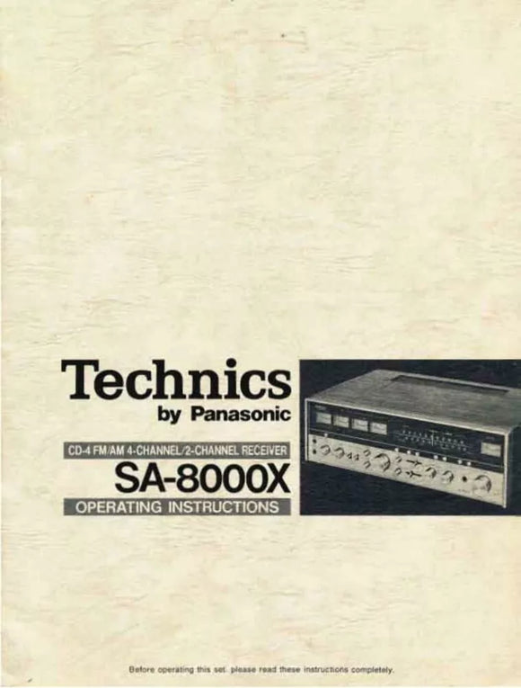 Technics SA-8000X Receiver Owners Instruction Manual