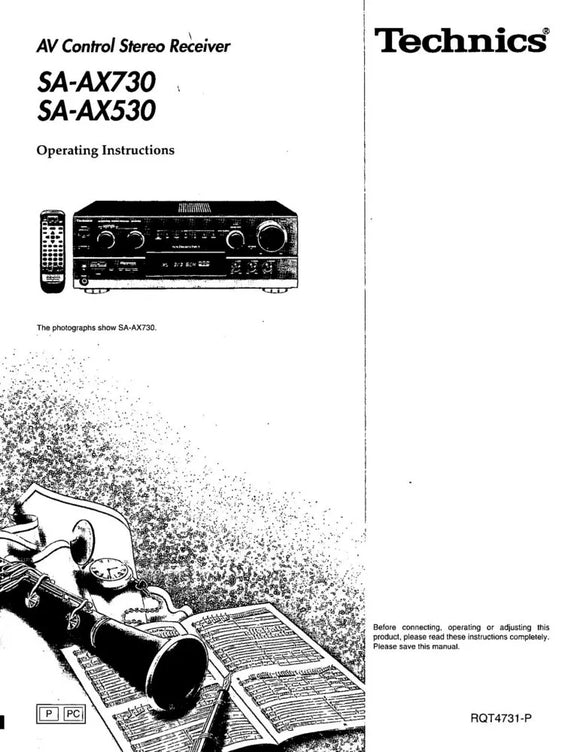 Technics SA-AX530 SA-AX730 Receiver Owners Instruction Manual