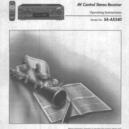 Technics SA-AX540 Receiver Owners Instruction Manual